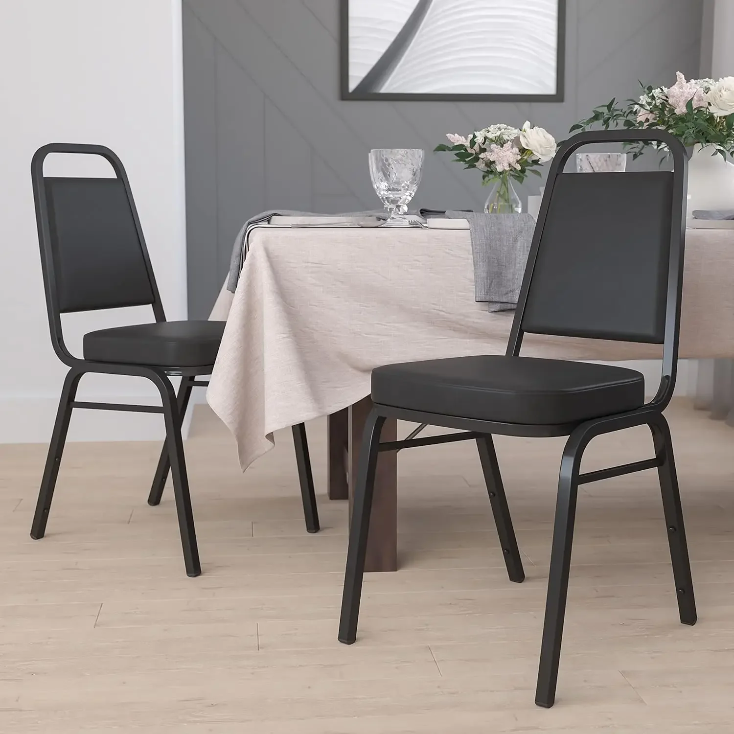 Furniture Trapezoidal Vinyl Banquet and Event Chairs, Commercial Event Chairs with Padded Seats and Backs