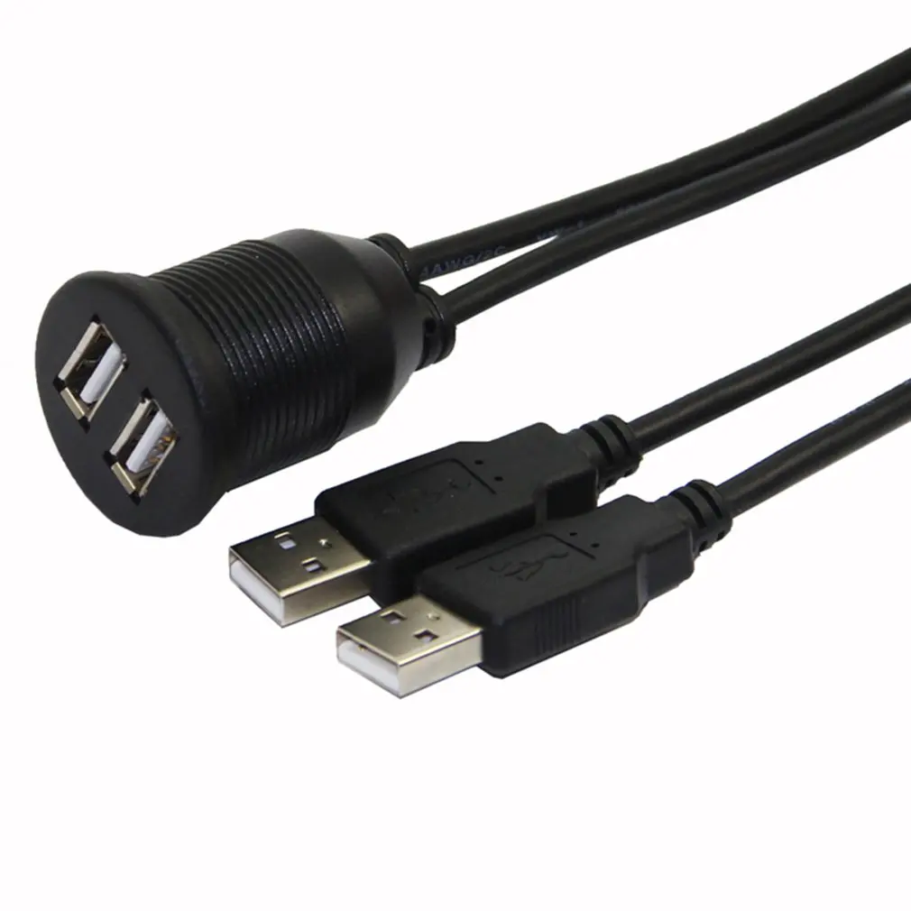 Cavo di prolunga doppio USB 2.0 maschio-femmina con pannello di montaggio a incasso per linea di moto per camion e barche per auto Dropshipping