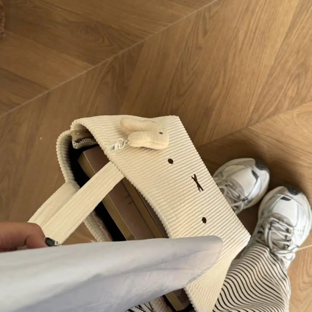 Miffy Corduroy Handbag with Cute Embroidery Versatile for Work and Commuting Portable and Large-Capacity Hand-Held Bag