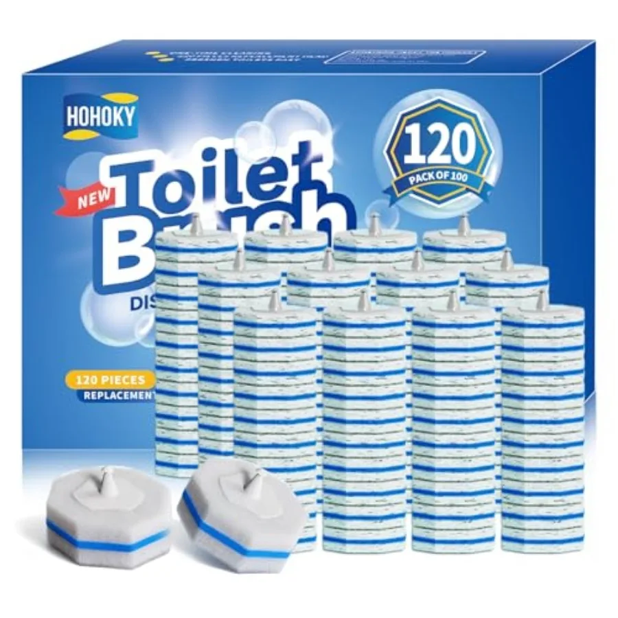 120pcs Bulk Pack of Disposable Toilet Brush Heads Toilet Wand Refills for Toilet Bowl Brush Cleaner Pads, Toilet Brush Replacem