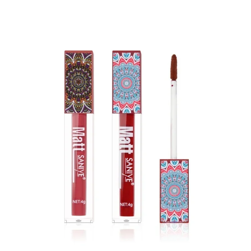 Waterproof Matte Lip Gloss Brown Nude Pigment Dark Red Long Lasting Velvet Liquid Lipstick Makeup Lip Glaze Women Cosmetics