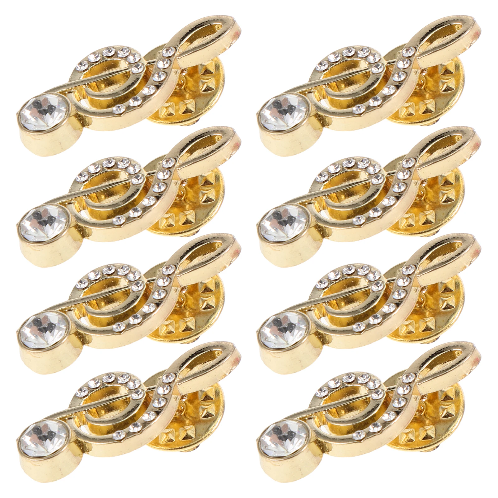 

8pcs Art Music Brooch Rhinestone Musical Symbol Pin Decorative Clothing Lapel Jewelry Sparkling Note Badge Lightweight Korean