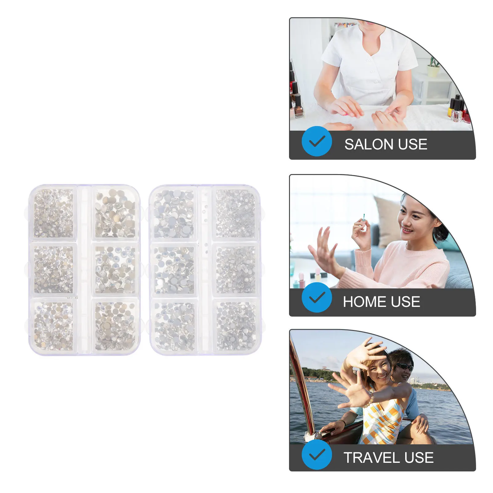 

2 Boxes Nail Rhinestones Shiny Charms Durable Lightweight for Nail Art DIY Crafts Decoration Accessories DIY Rhinestones Kit