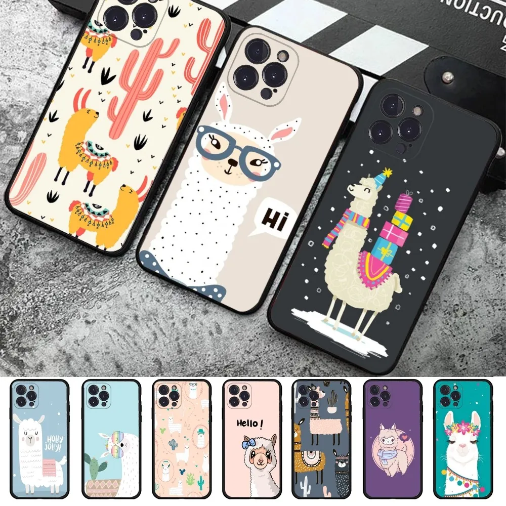 Cute Llama Alpaca Phone Case For iPhone 15 14 11 12 13 Mini Pro XS Max Cover 6 7 8 Plus X XR SE 2020 Funda Shell