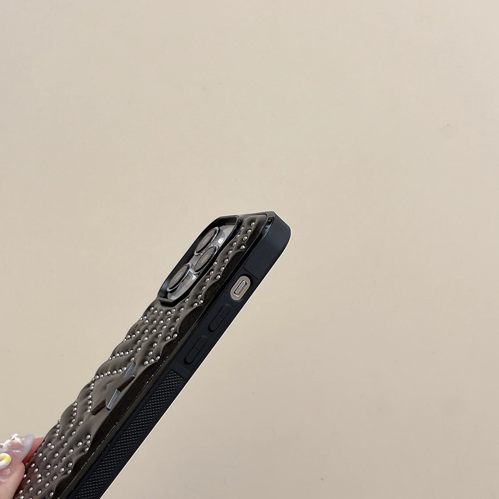 Modische Handyhülle mit silbernen Nieten und fünfzackigem Stern aus Leder, stoßfest, für iPhone 18 17 16 15 14 Pro Max 13, Schutzhülle – Detail 8