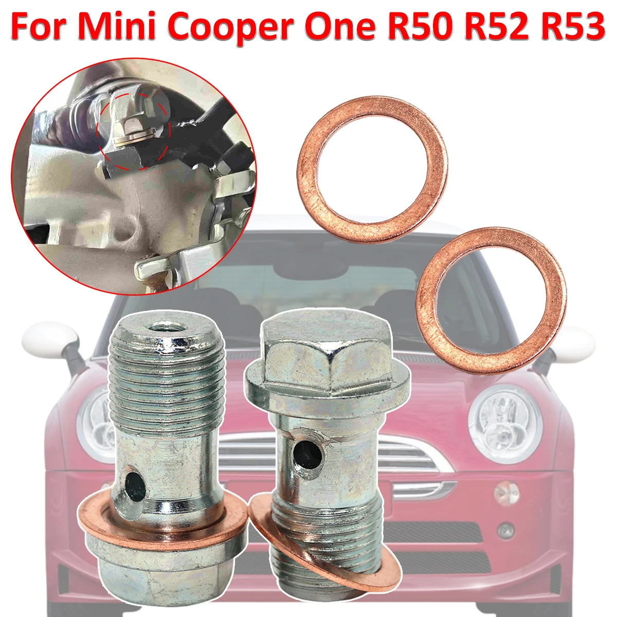 

Left Rear Right Caliper Hose Lines Banjo Fittings Bolts Copper Sealing Crush Washers For Mini Cooper One R50 R52 R53 2000-2003