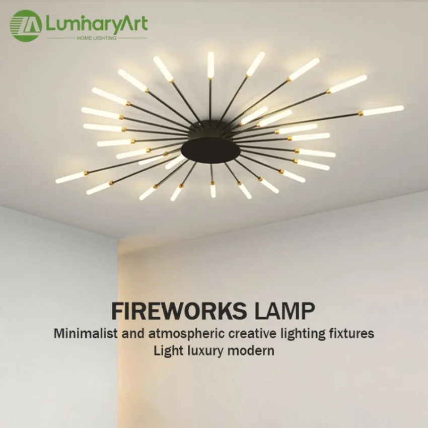 

Nordic LED Ceiling Lights Modern Creative Fireworks Design Decorative Chandeliers Living Rooms Hotel Indoor Lighting Fixtures