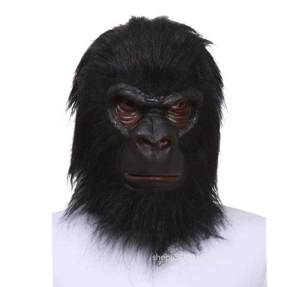 Gorilla Mask Chimpanzee Head Masks Adult Full Face Funny Animal Monkey Latex Black Mask Halloween Christmas Carnival Party Gifts