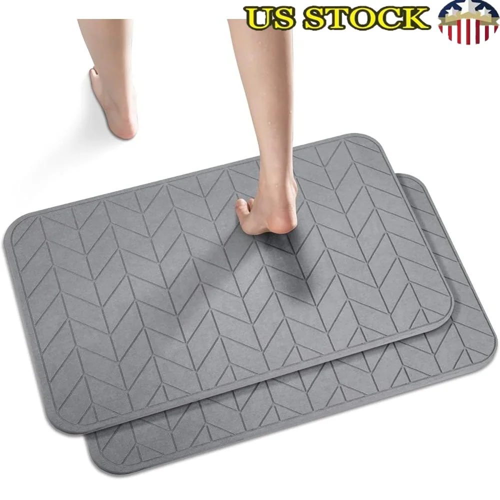 

2 упаковки коврика для ванной с диатомовой землей, нескользящий быстросохнущий каменный коврик для душа, супер впитывающий противоскользящий домашний декор