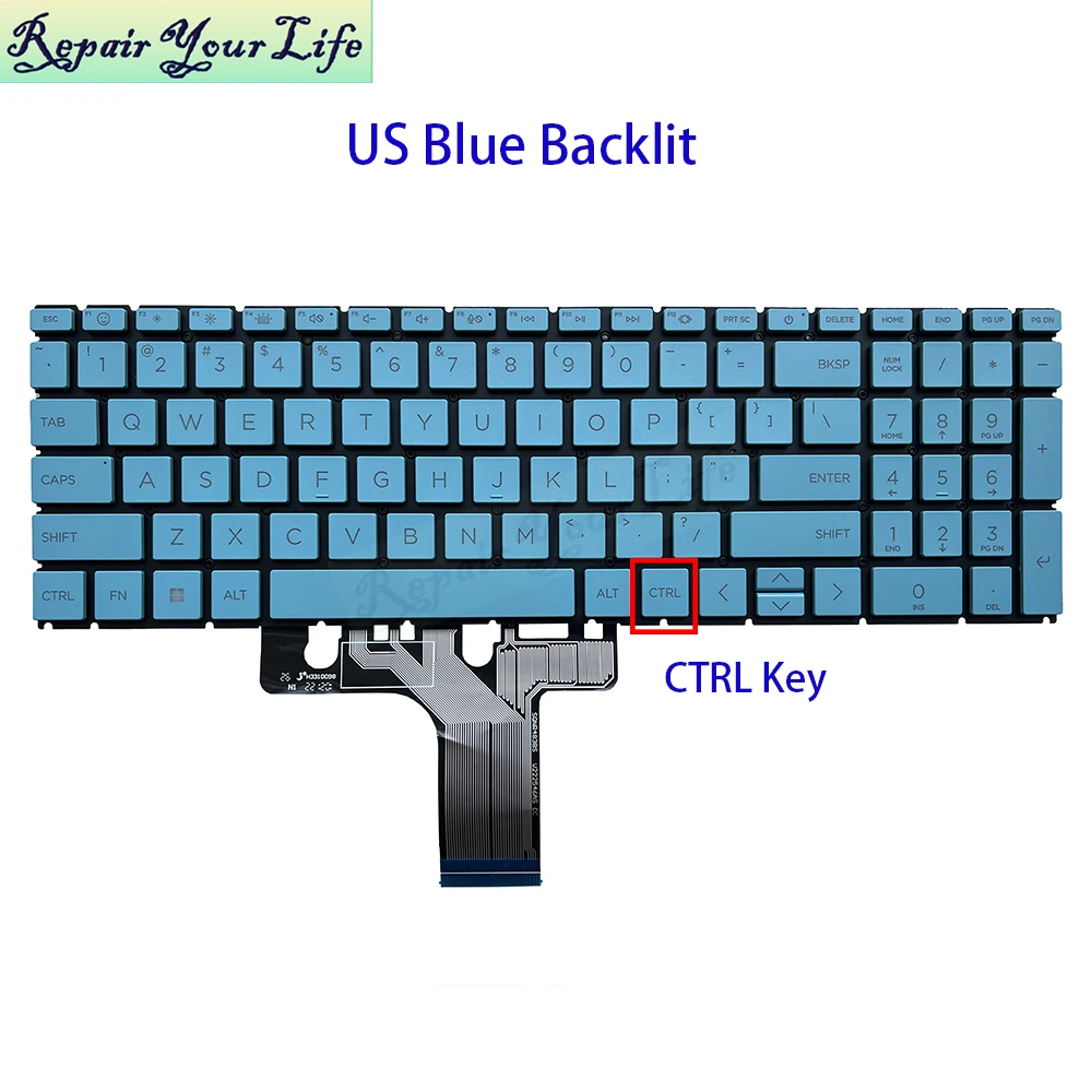 UK US Russian Spanish Keyboard Backlight For HP 15-FC 15-FD 15Z-FC 15T-FD 15-FD0000 Notebook Keyboards N32715-FL1 B31 N32714-071