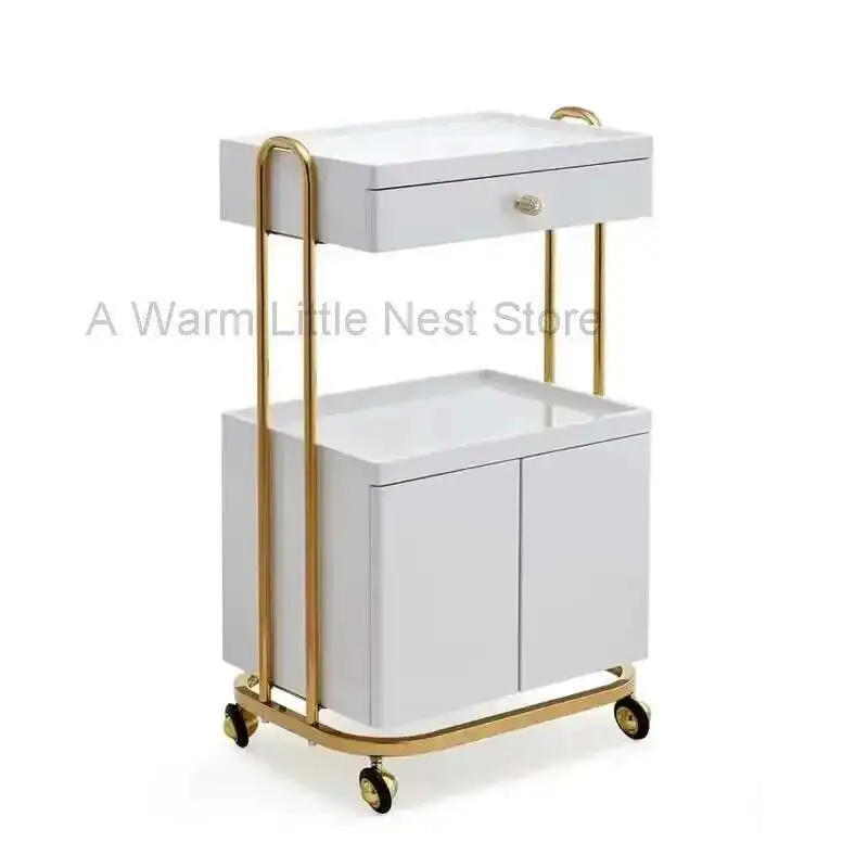 

Utility Beauty Salon Tattoo Trolley Barber Hair Salon Tool Trolleys Cosmetic Spa Salon Furniture Auxiliary Storage Cart F