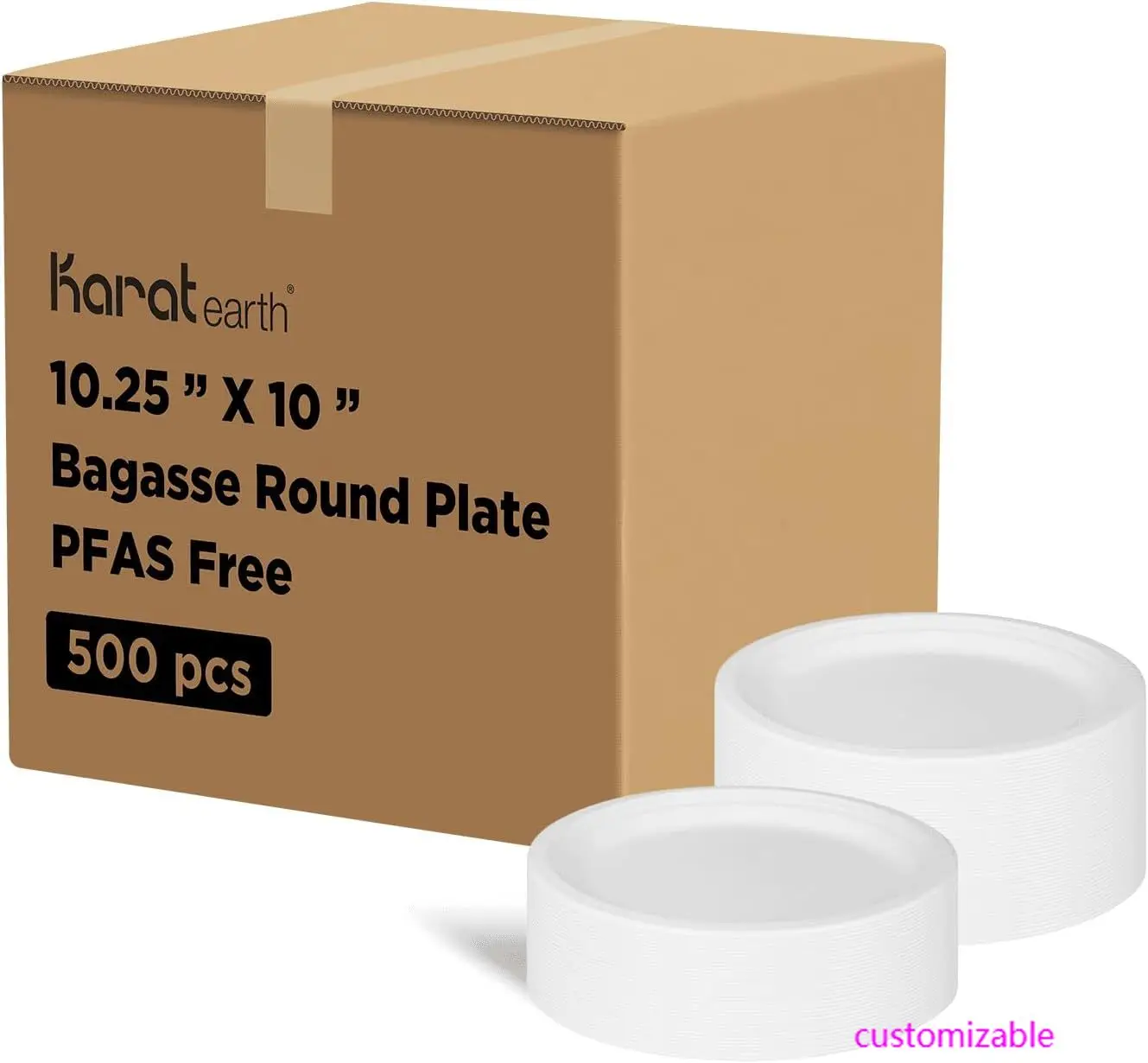 

12.5''x10'' PFAS Free Compostable Bagasse Oval Plates, KE-BPO12510-1CFF - 500 ct