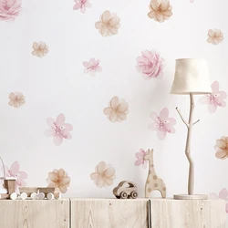Pink Cherry Blossoms Wall Stickers for Girls Kids Bedroom Retro Flower Wall Decals Wall Art Home Decoration Nursery Wallpapers