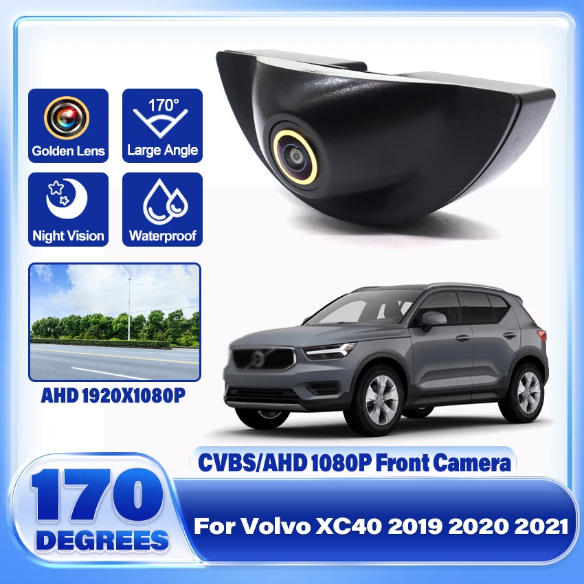 

Night Vision 1920*1080P AHD HD CCD Special Car Front View Grille Camera For Volvo XC40 2019 2020 2021 Golden Fisheye Lens