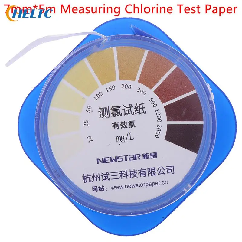 Strisce di carta reattiva al cloro da 5 m/rotolo gamma 10-2000mg/lppm tabella dei colori misurazione del Test dell\'acqua di pulizia