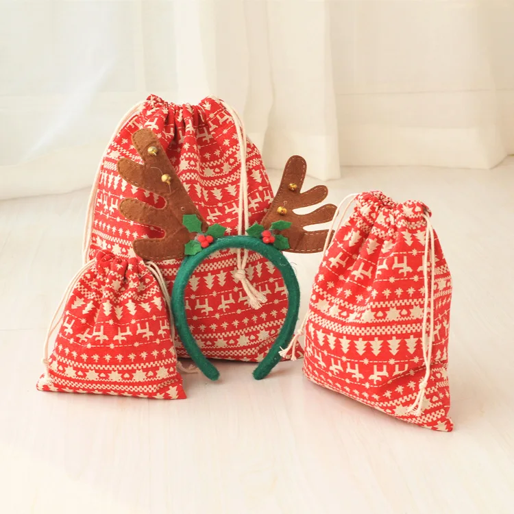 S/M/L Small Fresh Drawstring Bag Cotton and Linen Cloth Bag Drawstring Bags Miscellaneous Storage Bag Travel Organizer