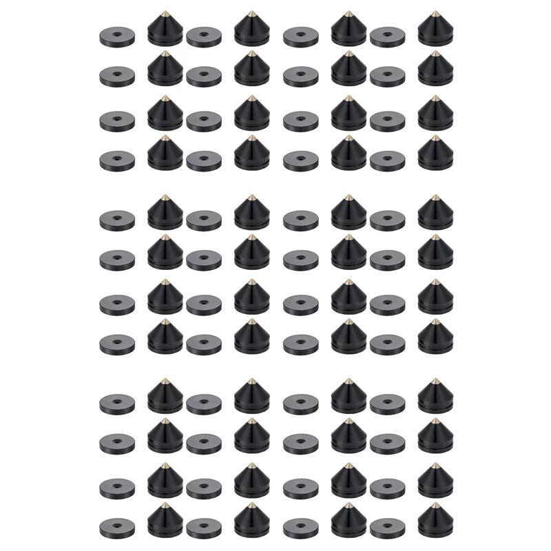 AM-48 Set Kaki Penyangga Speaker Bantalan Kaki Logam Paduan Aluminium Paku Kerucut Alas Lantai Hitam