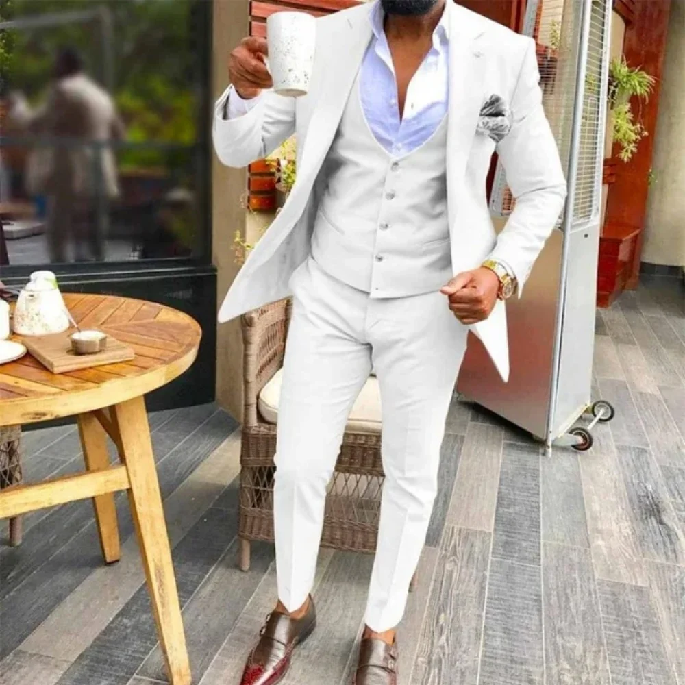 

Tuxedos Suits 3 Pieces Elegant Wedding Slim Fit Bridegroom For Men Groomsmen Suit Male Formal Business (Jacket+Vest+Pants)