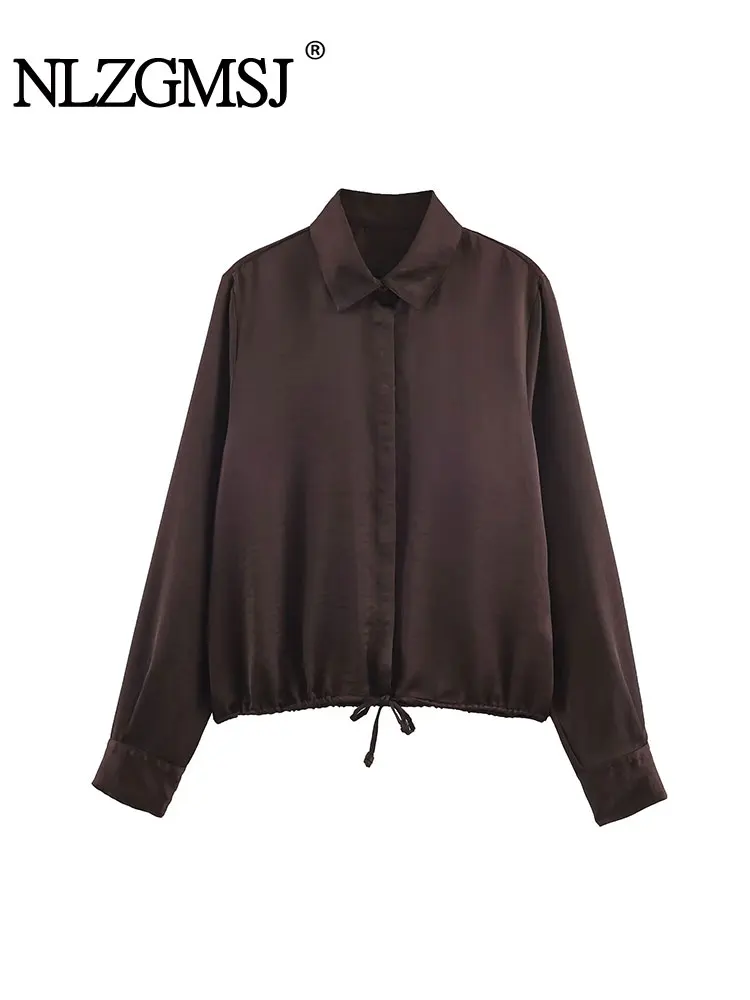 

NLZGMSJ 2025 Autumn Women Shirt New Fashion Solid Color Long Sleeves Button Shirt Women Elegant Leisure Shirt