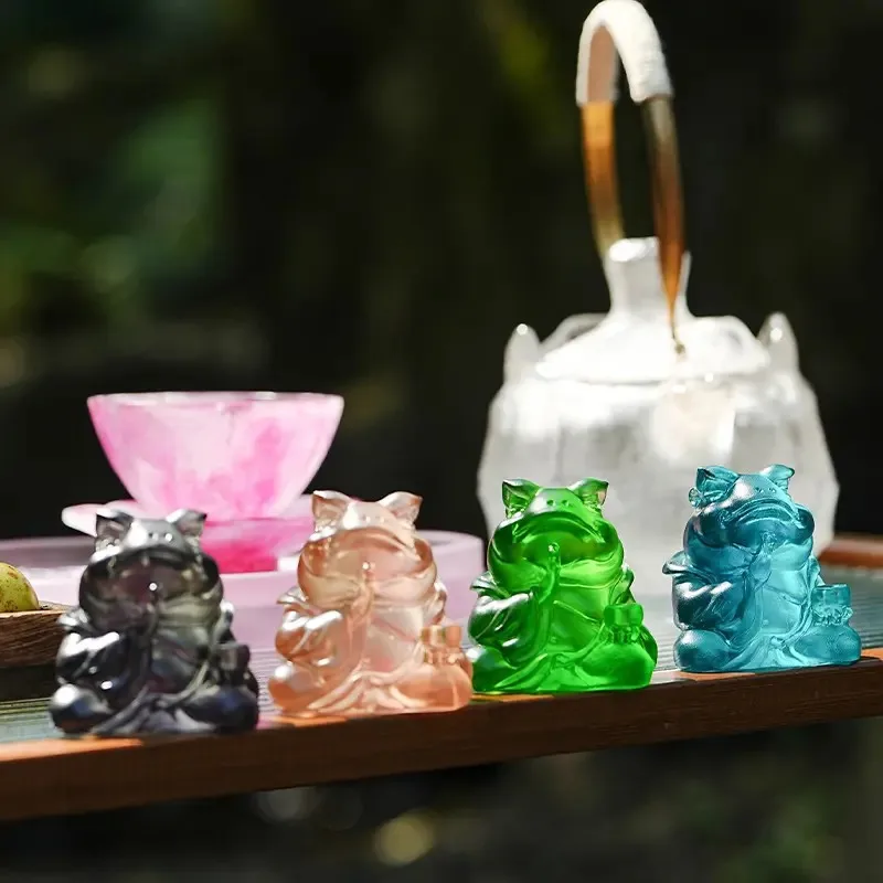 Glazed colored golden toad master line incense insert toad Guochao desktop ornament auspicious style