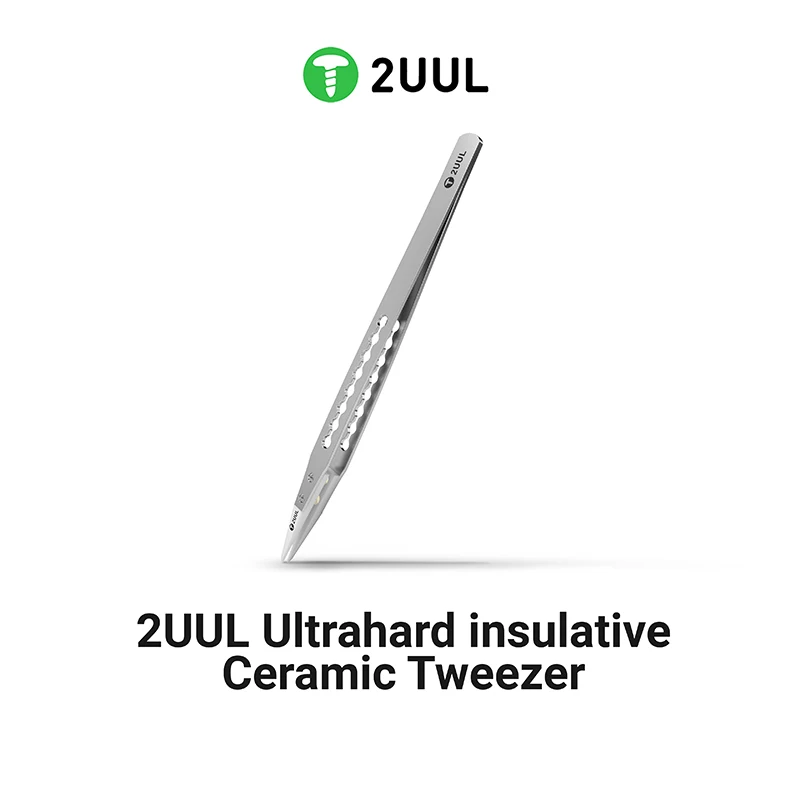 2UUL TW31 Ultrahard Insulative Ceramic Tweezer Anti-Static Corrosion Resistant for Precise Phone Board Jewelry Repair