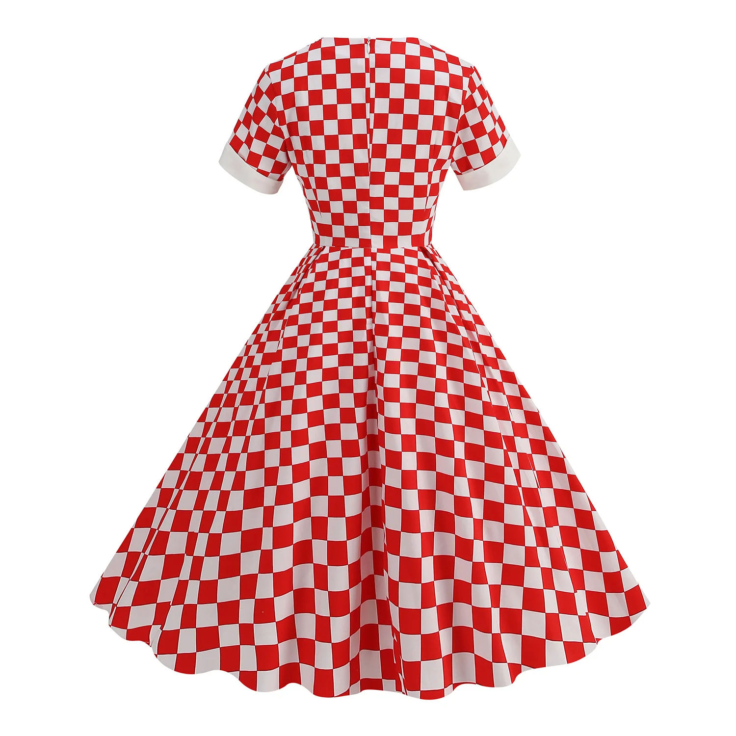 Women Vintage Red Gridiron Pattern Dress Sweetheart Rockabilly Cocktail Tea Party 1950s 40s Swing Dress Casual Dress Checker