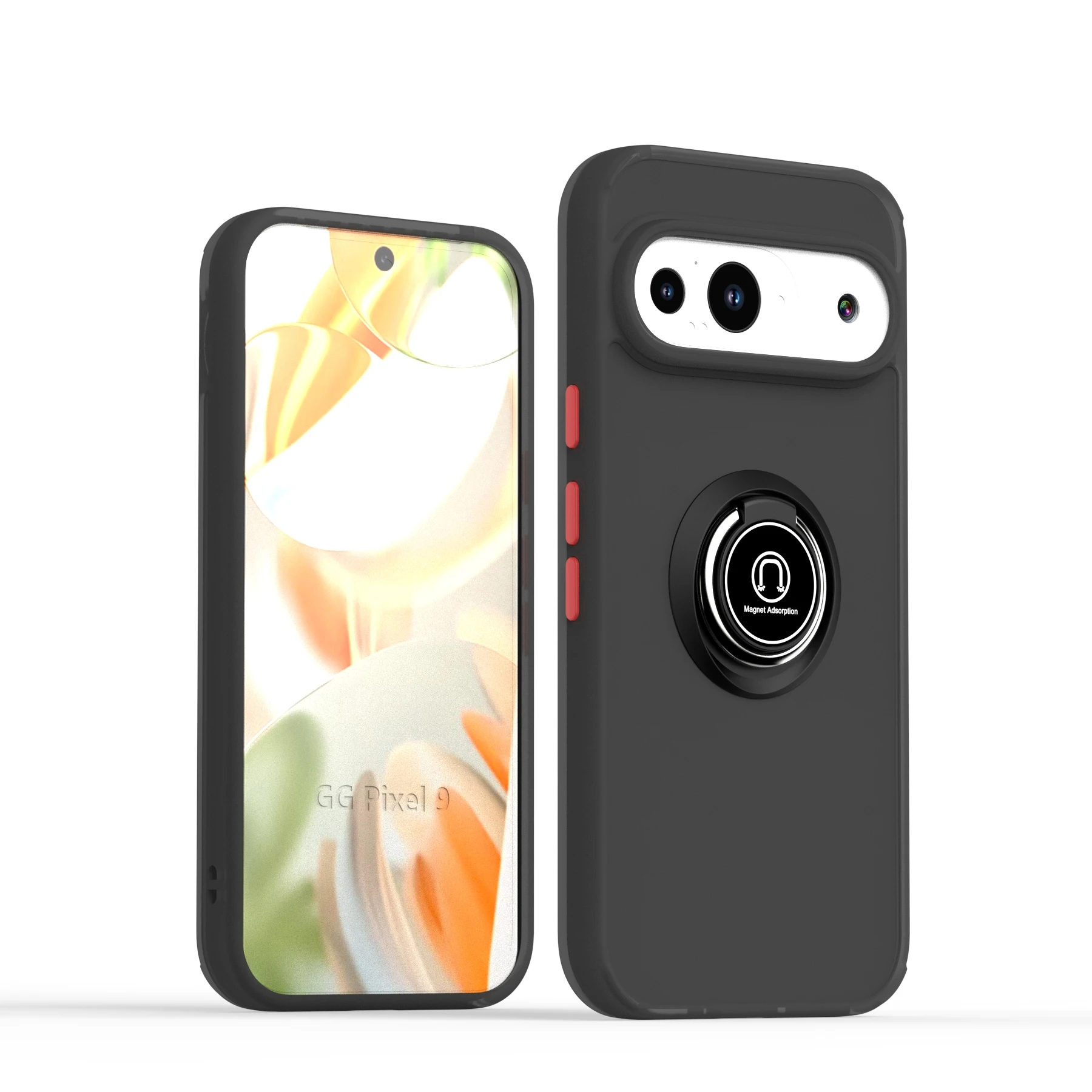 Case for Google Pixel 9 Pro 5G Car Magnetic Ring Holder Translucent Phone Cover Pixel9Pro G2YBB GUR25 G1B60 GR83Y GEC77 GWVK6