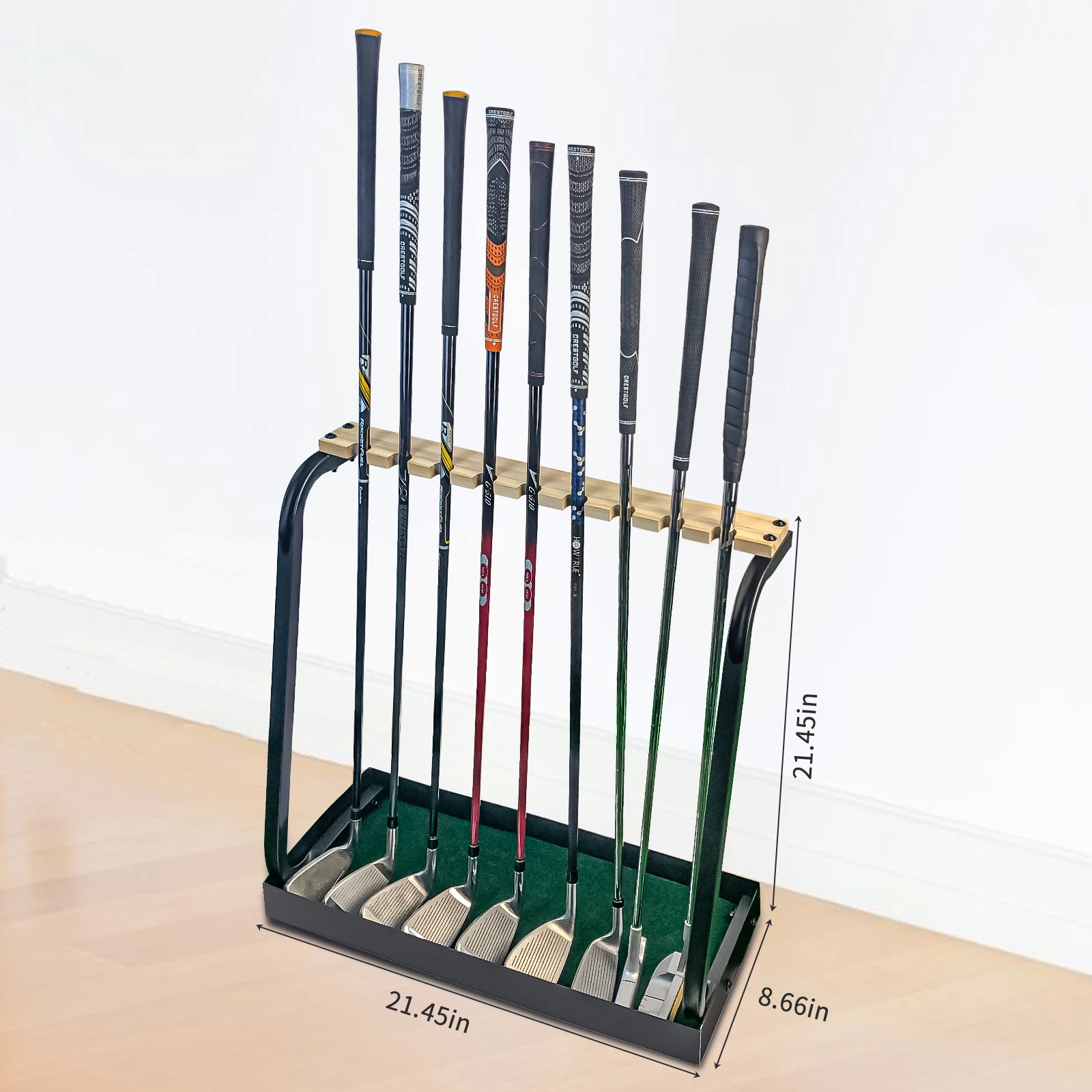 Golf Club Holder Wooden Golf Club Rack for 9 Golf Clubs Golf Putter Stand Display Organizer for Storage Indoor Home Garage