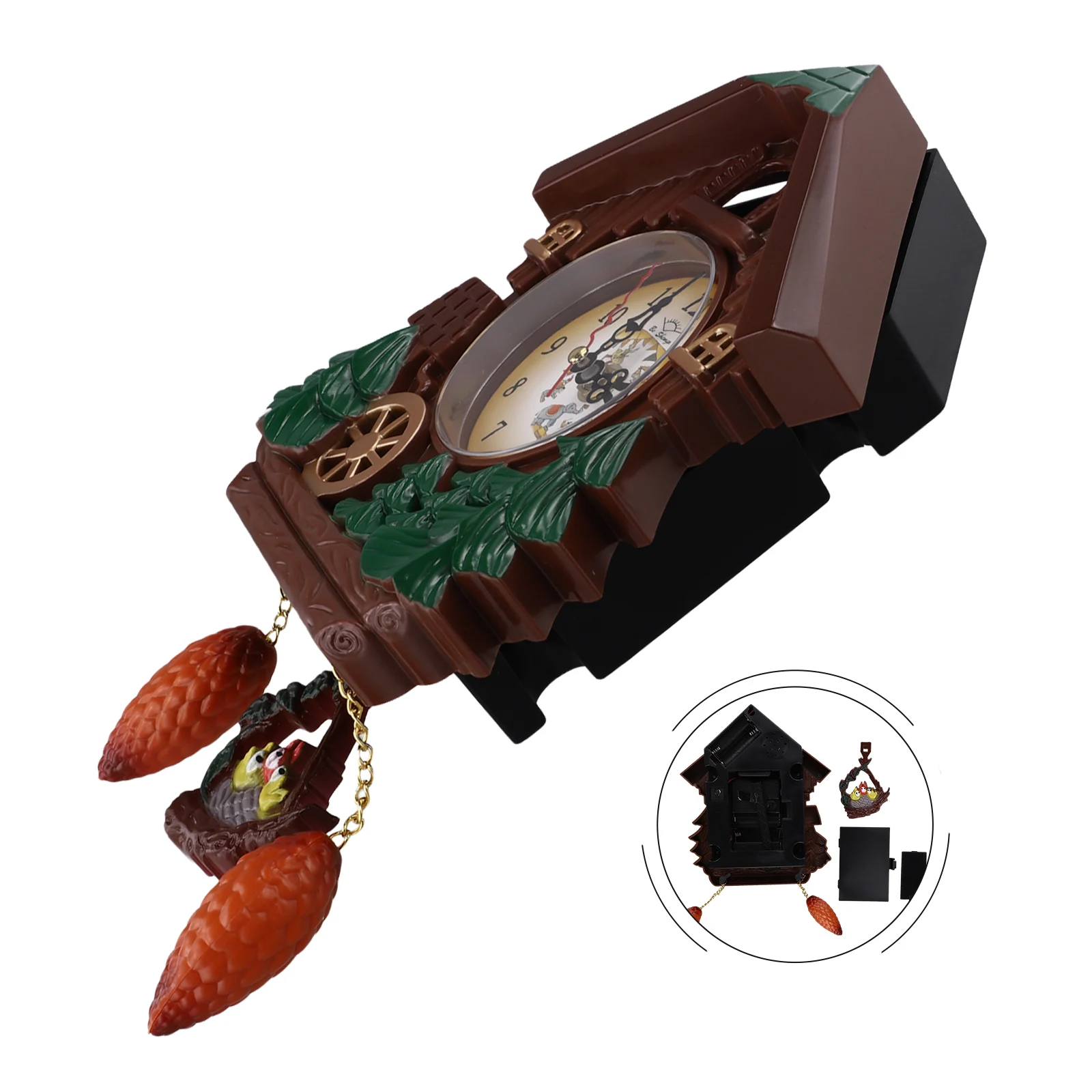 Wall-Mounted Cuckoo Wall Clock Vintage Unique Wooden Large Decorative Wall Clock Living Room Auto Swing Mute Clocks For Home Art