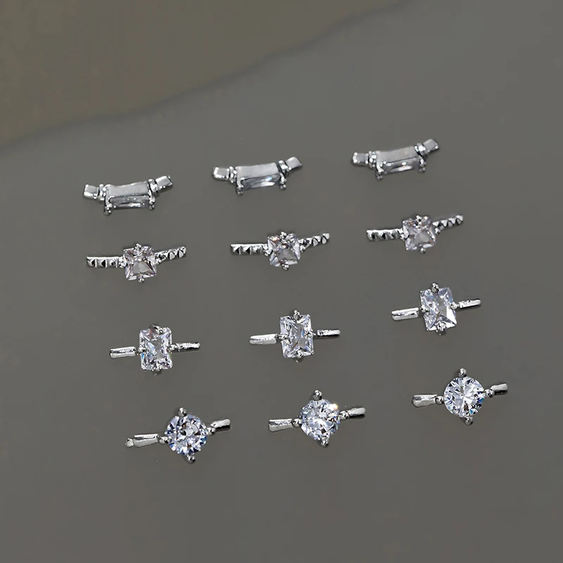 2Pcs Nail Claw Drilling Zircon Jewellery Flashing Mini Square Marquise Crystal Shaped Rhinestones Nail Drilling Accessories