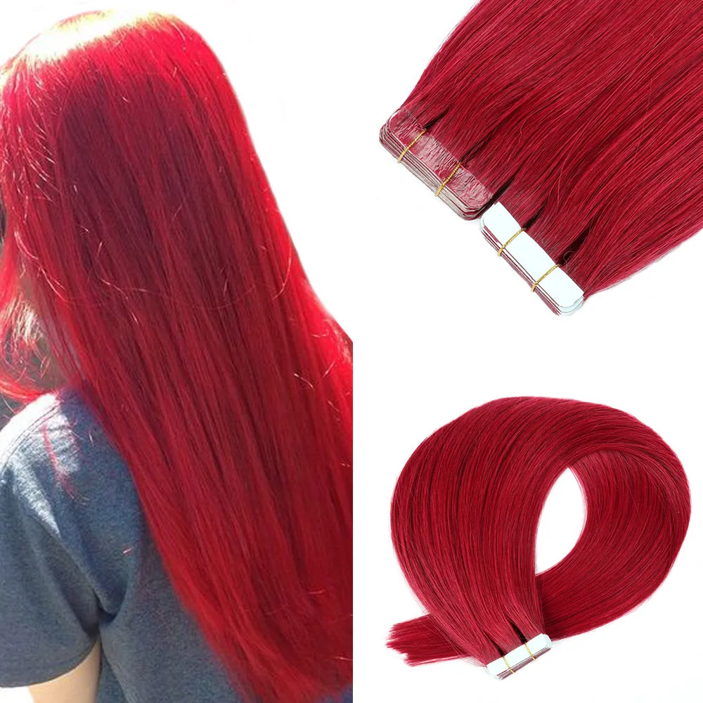 Silky Straight Tape Hair Extensions Bug Color Remy Human Hair Seamless Skin For Salon High Quality PU Tape in Hair Extension