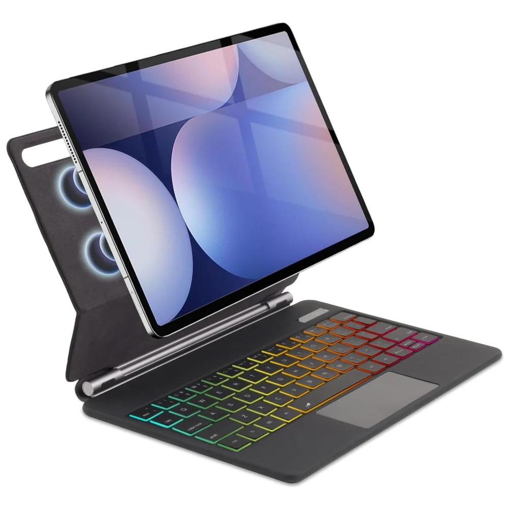 

Чехол с сенсорной панелью Magic Keyboard для Samsung Galaxy Tab S10 S9 S8 S7 FE S7Plus 12,4 дюйма, плавающий консольный чехол Teclado с подсветкой