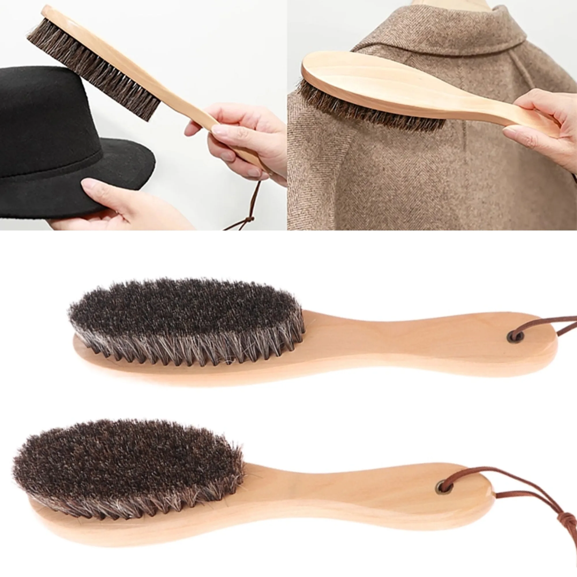 

Щетка для обуви и белья из конского волоса с деревянной ручкой, подвесная, 22,8 см/25,2 см