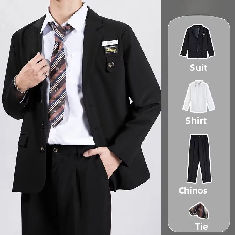 

Trendy Casual Hong Kong Sle Men's Jaet Loose Fit Spring Autumn Versatile Polyester Fiber West Suit Coat for Young Men