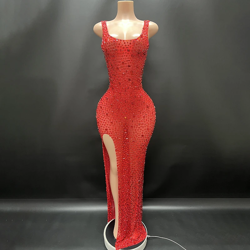 2025 Elegant Luxury Crystal Party Dress Birthday Celebration Dress Bride Sexy slit Prom Dress Mother Formal Grand Party Dress