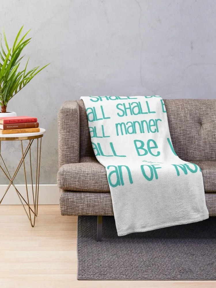 All Shall Be Well - Inspirational Motivational Julian of Norwich Quote in Turquoise Throw Blanket Hairys Beautifuls Blankets