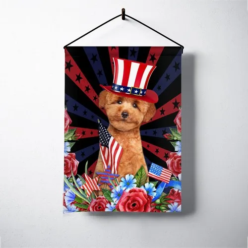 Poodle Dog America 4th Of July Flag, Funny Poodle Dog Independence Day Flag UUI GGX