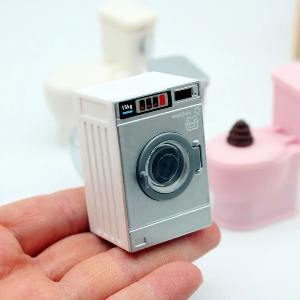 Mini Washing Machine Ornament Plastic Miniature Furniture for Dollhouse Decoration Mini House Accessory Realistic Design Desk