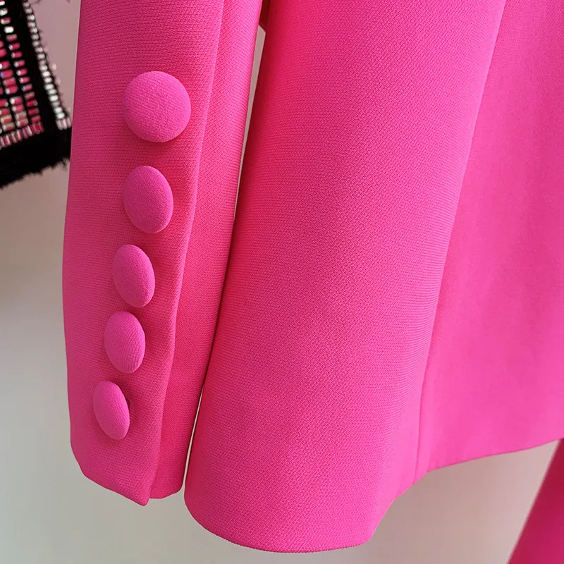 FANAN Temperamento Set da 2 pezzi Blazer da donna con bottone singolo e vita raccolta + Pantaloni a gamba larga a vita alta Abito femminile 2025 Primavera Nuovo