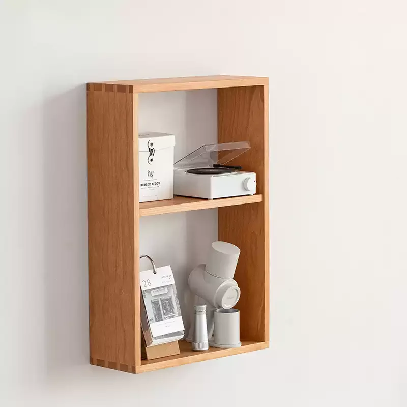 Cherry Wood Wall-Mounted Shelf with Mortise-Tenon Joint Multi-Layer Display Rack for Tea Room Restaurant to Organize Wholesale