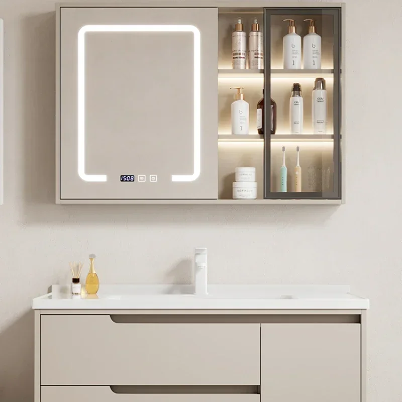 Home Improvement Furniture White Bathroom Complete Set Accessories Shelf Cabinet Mirror Modern Hovedskapet Shelves Sink Under