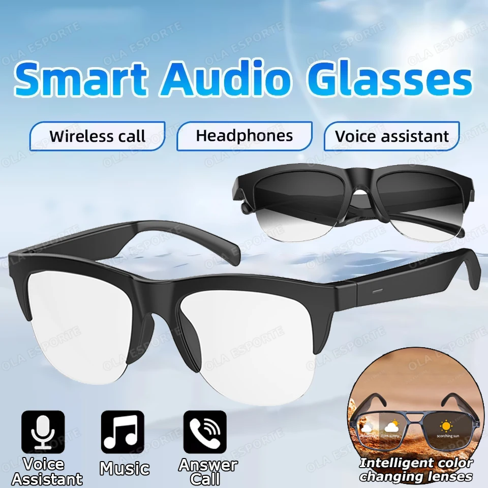 

Wholesale Color-changing Lenses Smart Glasses Answer Call Music Multifunctional Transparent Sunglasses Anti-UV Lenses Sunglasses