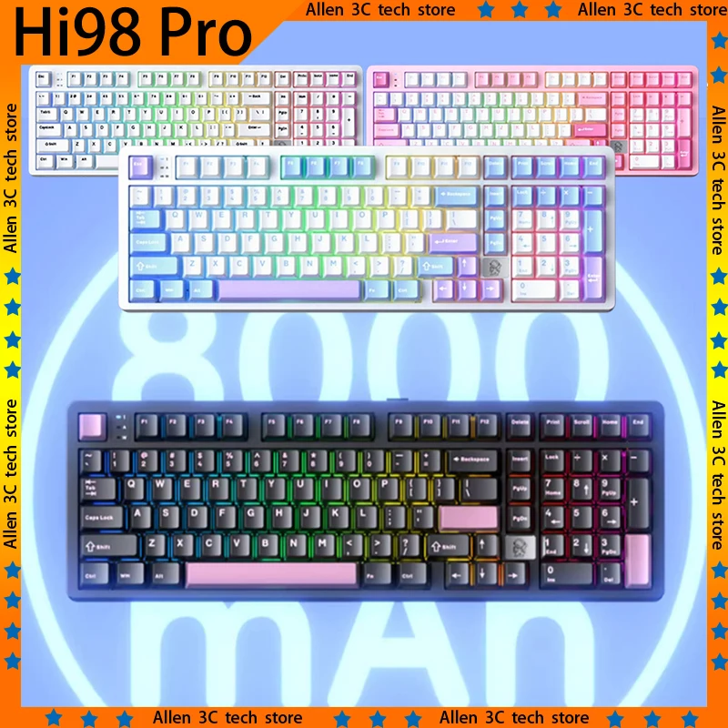 Original LEOBOG Hi98Pro Mechanical Keyboard Wireless Bluetooth 3Mode Hot Swap RGB 8000mAh Office Laptop Gamer PC Gaming Keyboard