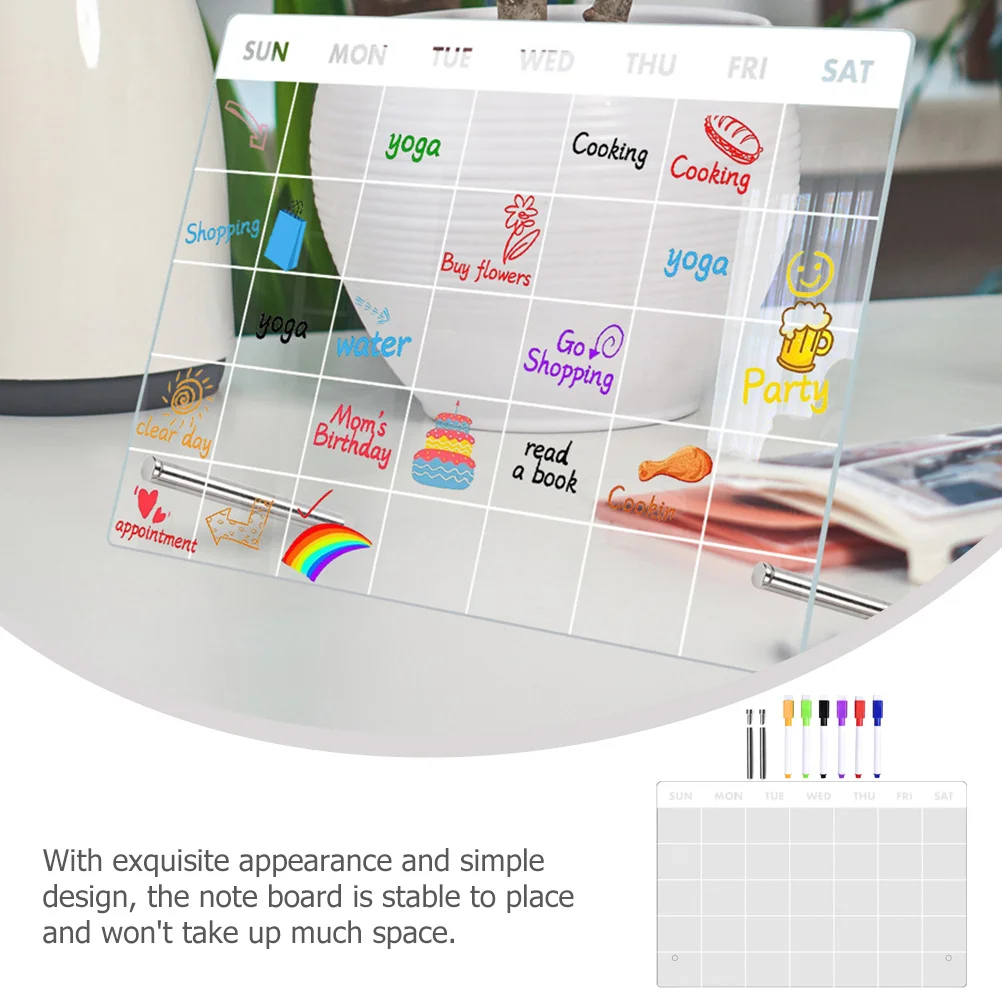 Abaodam مجموعة واحدة من لوحة الكتابة القابلة للمسح للمدرسة والمكتب والمنزل وتسجيل الرسائل المذكرة مع قلم عرض سطح المكتب من الأكريليك
