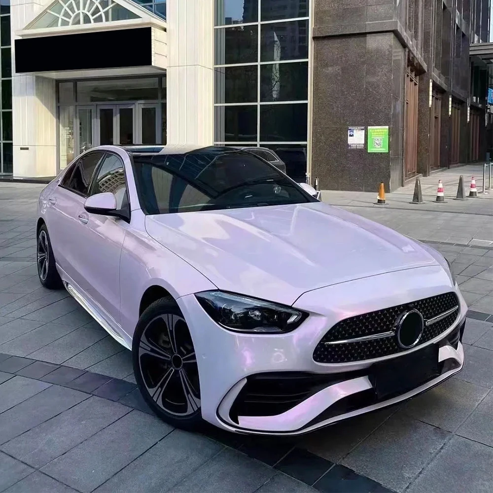 

Premium Platinum Phantoom Pink Stretchable Car Wrapping PET Vinyl Film Fade-Resistant Sticker Protective Cover Auto Accessories