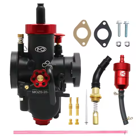 ZSDTRP PE Carburetor 17 19 22 24 26 28mm Flange Carburetor with Oil Filter Cable Choke For 100cc 125cc 250cc Dirt Pit Bike