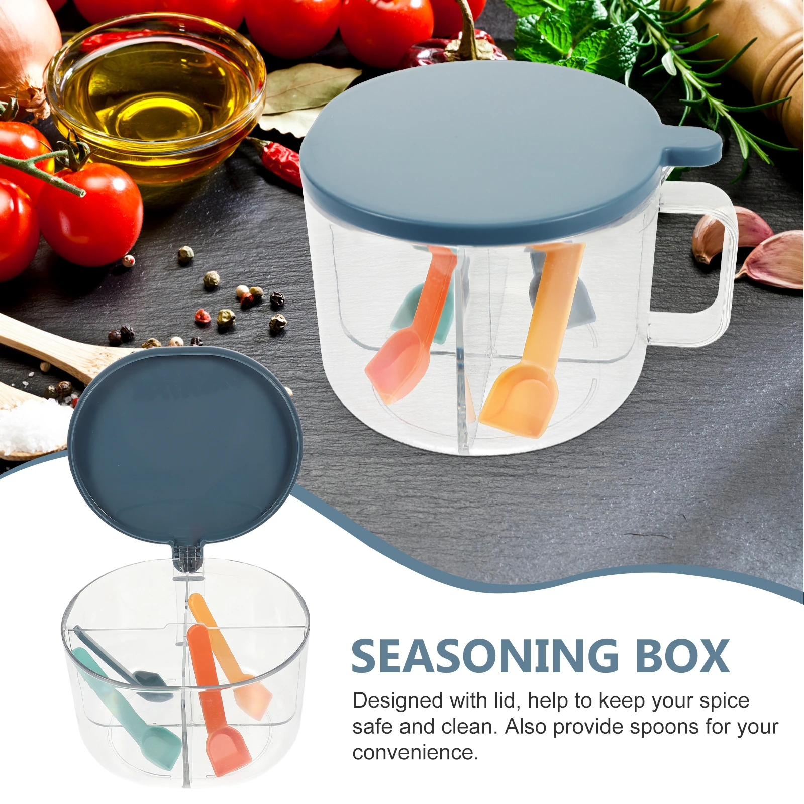 

4-Compartment Sealed Spice Box Pepper Container Kitchen Camping Travel Restaurant Storage Seasoning Jar