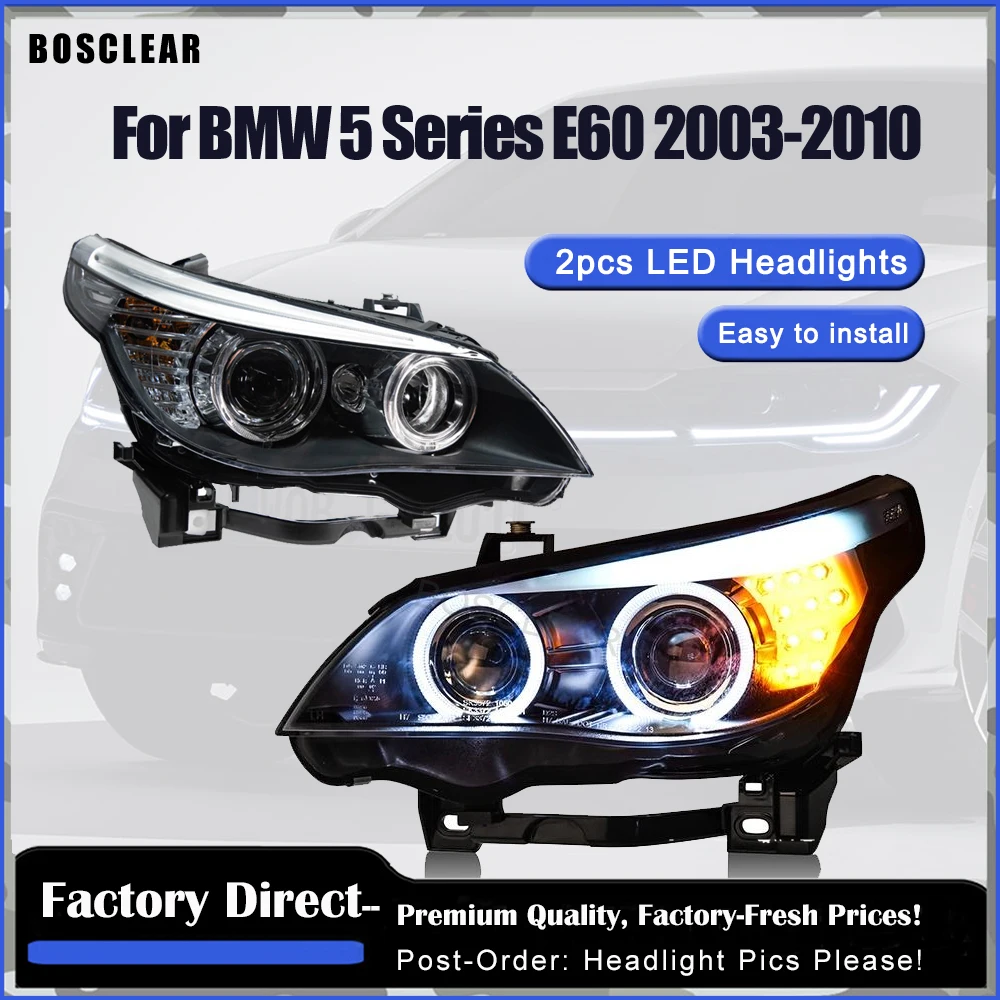 

Фара для BMW E60 2003-2010 автомобиля автомобильные товары светодиодные DRL Hella 5 ксеноновые линзы Hid H7 520i 523i 530i автомобильные аксессуары