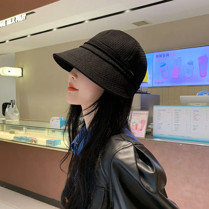 1pc Waffle Foldable Wide Brim Sun Hat for Women,Spring and Summer Sun Quick-drying Visor Fashionable Sun Visor Bucket Hood