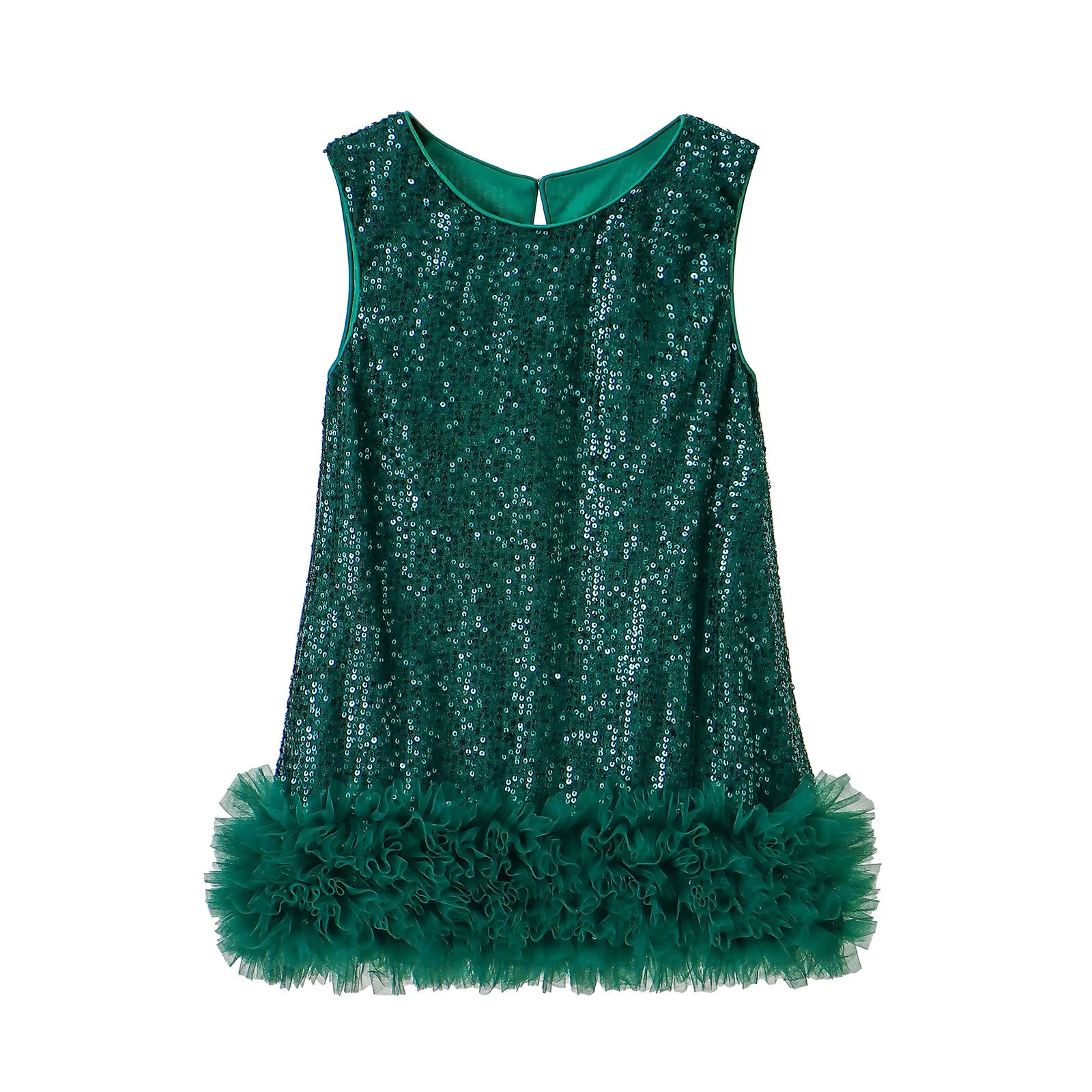 Little Girls Sequined  Vest Skirt for Child Solid Sleeveless Clothes 2025 New Girl Birthday Princess Dress for 2-8Y Kids L510